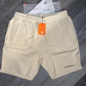 YoungLA Men's Beige Athletic Shorts
